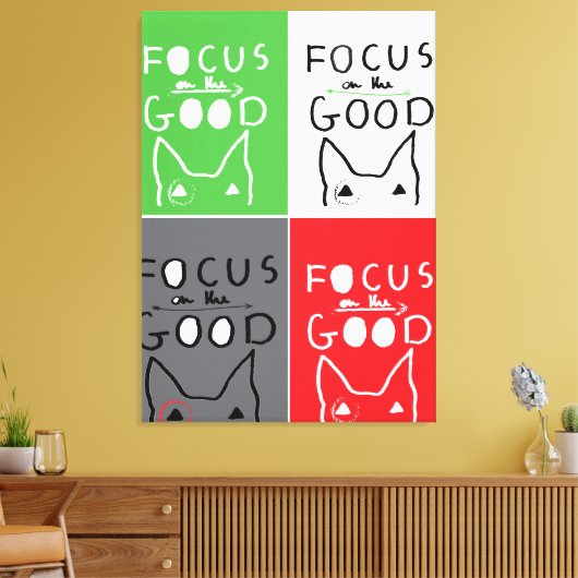 Bull Terrier Pop Art Focus op de GOEDE inspiratie Canvas Afdruk (Insitu (Woonkamer))
