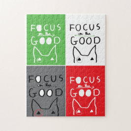 Bull Terrier Pop Art Focus op GOOD quote Postc Legpuzzel