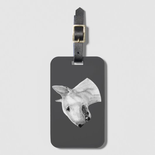 Bull Terrier potloodtekening Bagagelabel (Voorkant (verticaal))