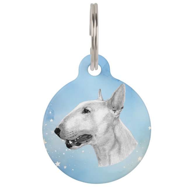 Bull Terrier potloodtekening Huisdierpenning (Voorkant)