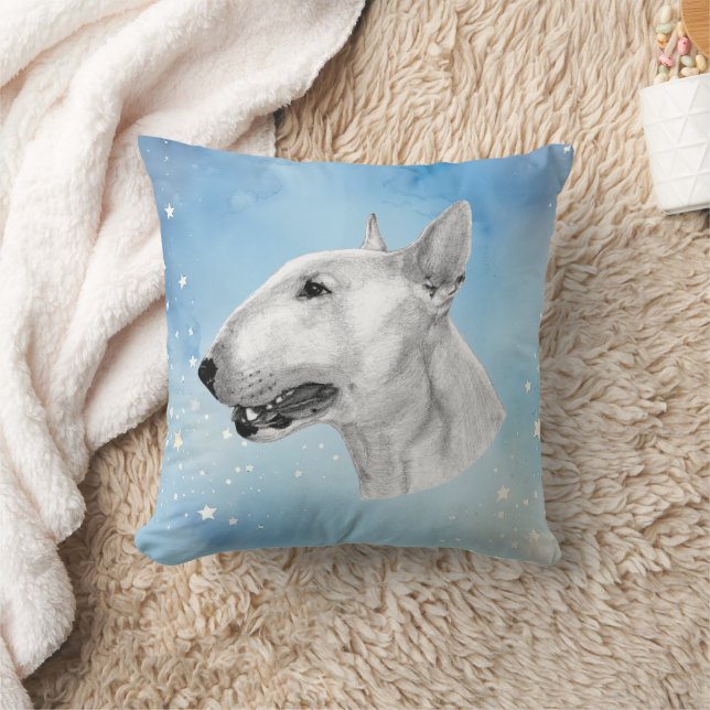 Bull Terrier potloodtekening Kussen (Deken)