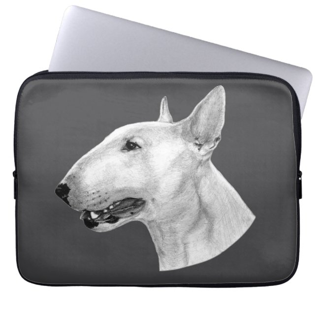 Bull Terrier potloodtekening Laptop Sleeve (Voorkant)