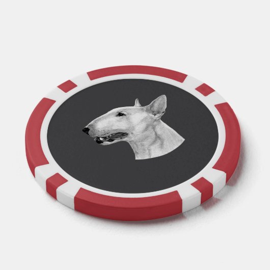 Bull Terrier potloodtekening Poker Chips (Enkel)