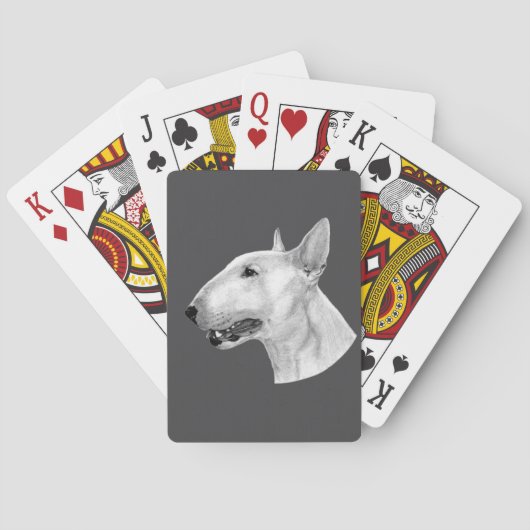 Bull Terrier potloodtekening Pokerkaarten (Achterkant)