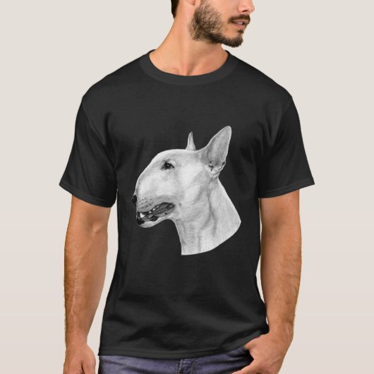 Bull Terrier potloodtekening T-shirt (Voorkant)