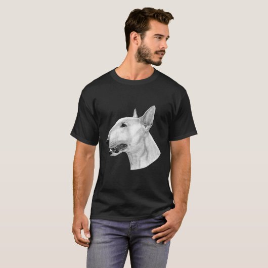 Bull Terrier potloodtekening T-shirt (Voorkant volledig)