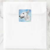 Bull Terrier potloodtekening Vierkante Sticker (Tas)
