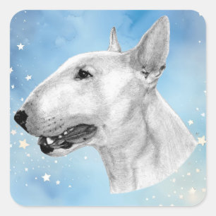 Bull Terrier potloodtekening Vierkante Sticker