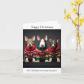 Bull Terrier Puppies in Kersttruien Kaart (Gele Bloem)