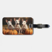 Bull Terrier Puppy Herfst Delight Pompoen Bagagelabel (Achterkant horizontaal)