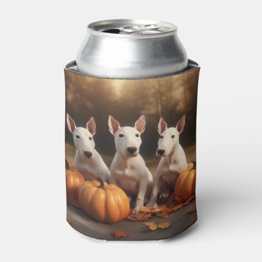 Bull Terrier Puppy Herfst Delight Pompoen Blikjeskoeler (Blikje Voorkant)