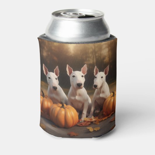 Bull Terrier Puppy Herfst Delight Pompoen Blikjeskoeler (Blikje Achterkant)