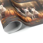 Bull Terrier Puppy Herfst Delight Pompoen Cadeaupapier (Rol Hoek)