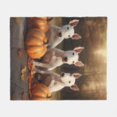 Bull Terrier Puppy Herfst Delight Pompoen Fleece Deken (Voorkant (Horizontaal))
