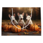 Bull Terrier Puppy Herfst Delight Pompoen Groot Cadeauzakje (Voorkant)