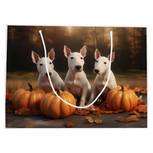 Bull Terrier Puppy Herfst Delight Pompoen Groot Cadeauzakje (Achterkant)