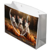 Bull Terrier Puppy Herfst Delight Pompoen Groot Cadeauzakje (Achterkant Gekanteld)
