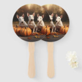 Bull Terrier Puppy Herfst Delight Pompoen Handwaaier (Voorkant en achterkant)