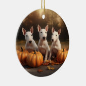 Bull Terrier Puppy Herfst Delight Pompoen Keramisch Ornament (Rechts)
