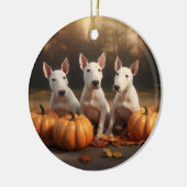 Bull Terrier Puppy Herfst Delight Pompoen Keramisch Ornament (Links)