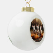 Bull Terrier Puppy Herfst Delight Pompoen Keramische Bal Ornament (Links)