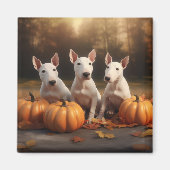 Bull Terrier Puppy Herfst Delight Pompoen Magneet (Voorkant)