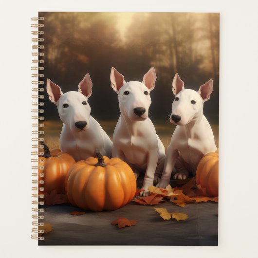 Bull Terrier Puppy Herfst Delight Pompoen Planner (Voorkant)