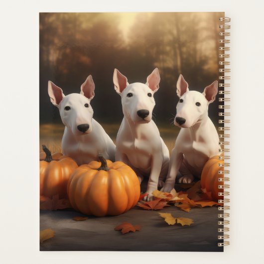 Bull Terrier Puppy Herfst Delight Pompoen Planner (Achterkant)