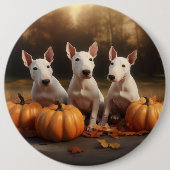 Bull Terrier Puppy Herfst Delight Pompoen Ronde Button 6,0 Cm (Voorkant)