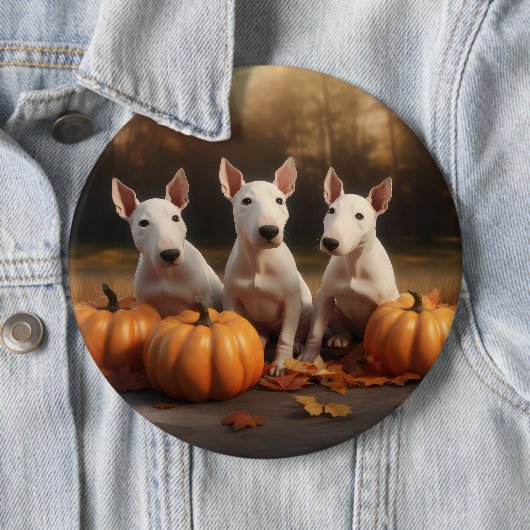 Bull Terrier Puppy Herfst Delight Pompoen Ronde Button 6,0 Cm (In situ)