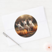 Bull Terrier Puppy Herfst Delight Pompoen Ronde Sticker (Envelop)