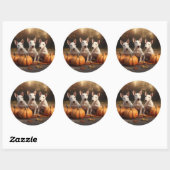 Bull Terrier Puppy Herfst Delight Pompoen Ronde Sticker (Vel)