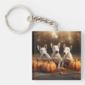 Bull Terrier Puppy Herfst Delight Pompoen Sleutelhanger (Voorkant)