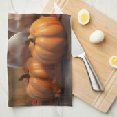 Bull Terrier Puppy Herfst Delight Pompoen Theedoek (Quarter Fold)