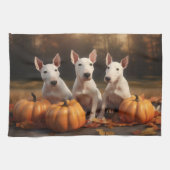 Bull Terrier Puppy Herfst Delight Pompoen Theedoek (Horizontaal)
