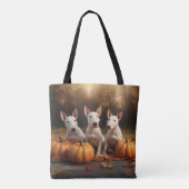 Bull Terrier Puppy Herfst Delight Pompoen Tote Bag (Achterkant)