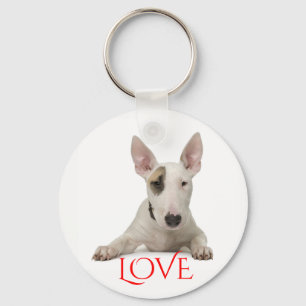 Bull Terrier Puppy Hond Rode Liefde Sleutelhanger