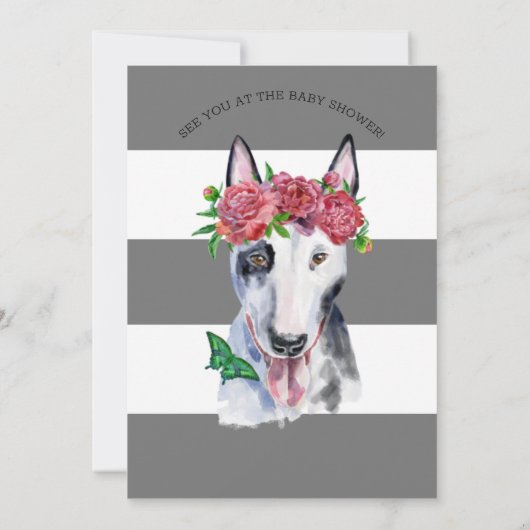 Bull Terrier Puppy Theme Baby shower Uitnodiging (Achterkant)