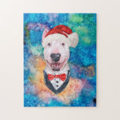 Bull Terrier Ras Hond Kerstmis Legpuzzel (Verticaal)