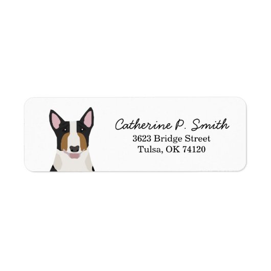 Bull Terrier Return-adres Etiket (Voorkant)