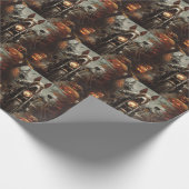 Bull Terrier Rijden Motorfiets Halloween Eng Cadeaupapier (Hoek)