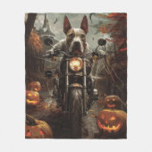 Bull Terrier Rijden Motorfiets Halloween Eng Fleece Deken (Voorkant)