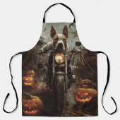 Bull Terrier Rijden Motorfiets Halloween Eng Schort (Voorkant)