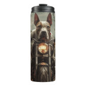 Bull Terrier Rijden Motorfiets Halloween Eng Thermosbeker (Voorkant)