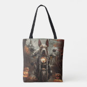 Bull Terrier Rijden Motorfiets Halloween Eng Tote Bag (Achterkant)