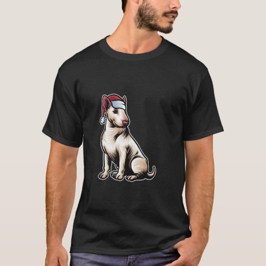 Bull Terrier Santa Claus Pet Merry Christmas Dog X T-shirt (Voorkant)