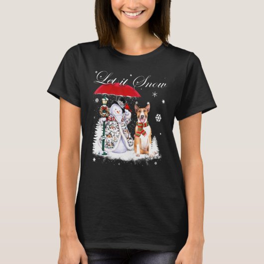 Bull Terrier Santa Dog Kerstmis Snowman Xmas Paja T-shirt (Voorkant)