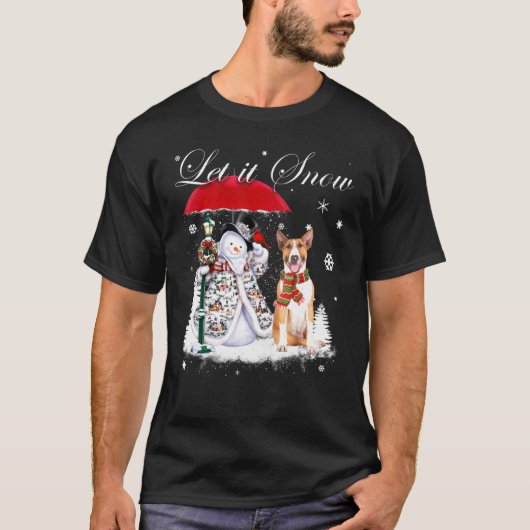 Bull Terrier Santa Dog Kerstmis Snowman Xmas Paja T-shirt (Voorkant)