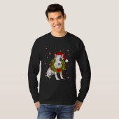 Bull Terrier Santa Hat Xmas Lights Dog T-shirt (Voorkant volledig)