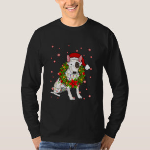 Bull Terrier Santa Hat Xmas Lights Dog T-shirt
